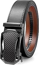 JASGOOD Men's Business Men's Belt, Leather, No Holes, Large Size, Casual, Auto Lock, Stepless Adjustment, Gift for Boys, Length 45.3 - 57.1 inches (115 - 145 cm)