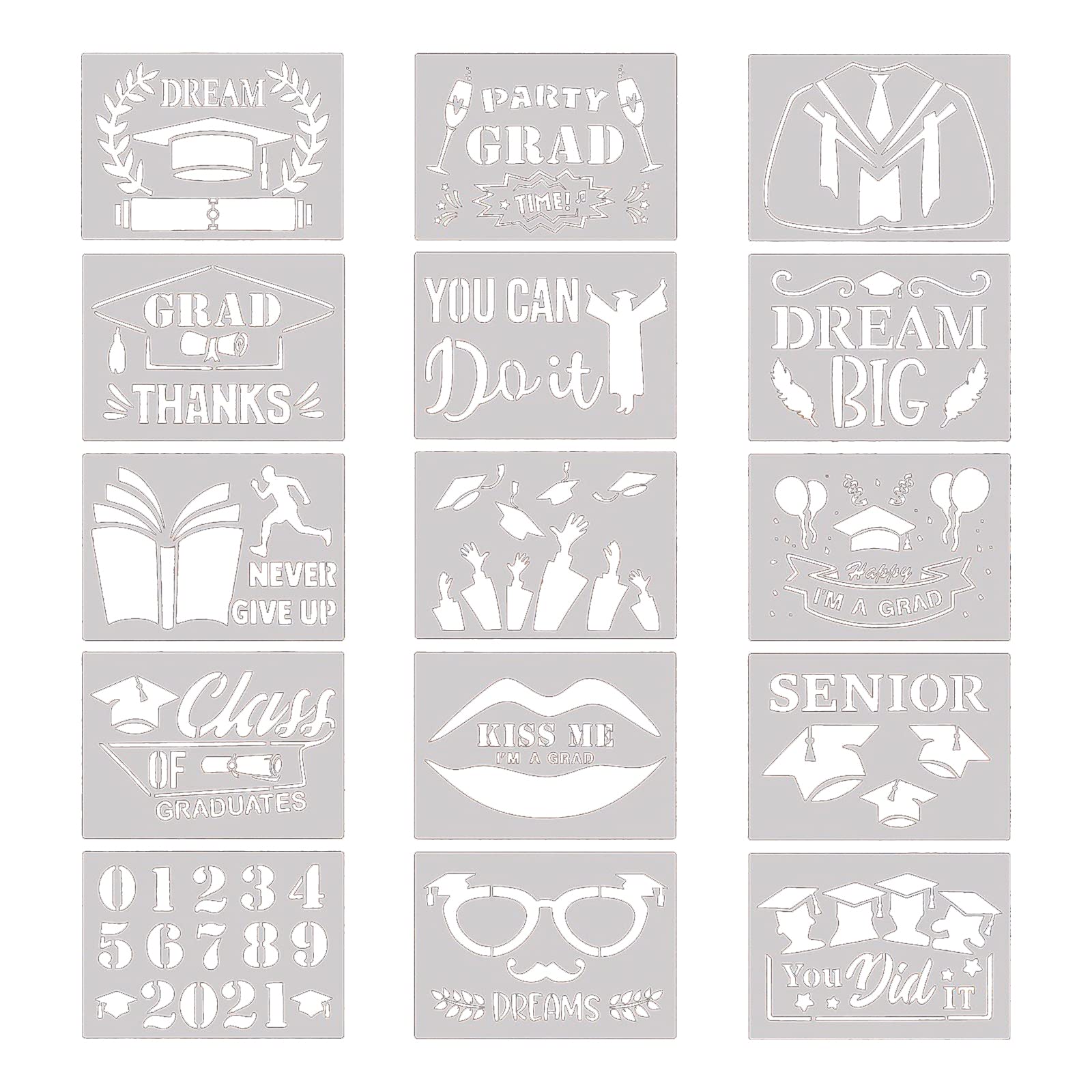 Bottone Painting Template Set Hollow PET Stencils Bachelor Hat Book Glasses Drawing Painting Craft Projects Pet Stencils