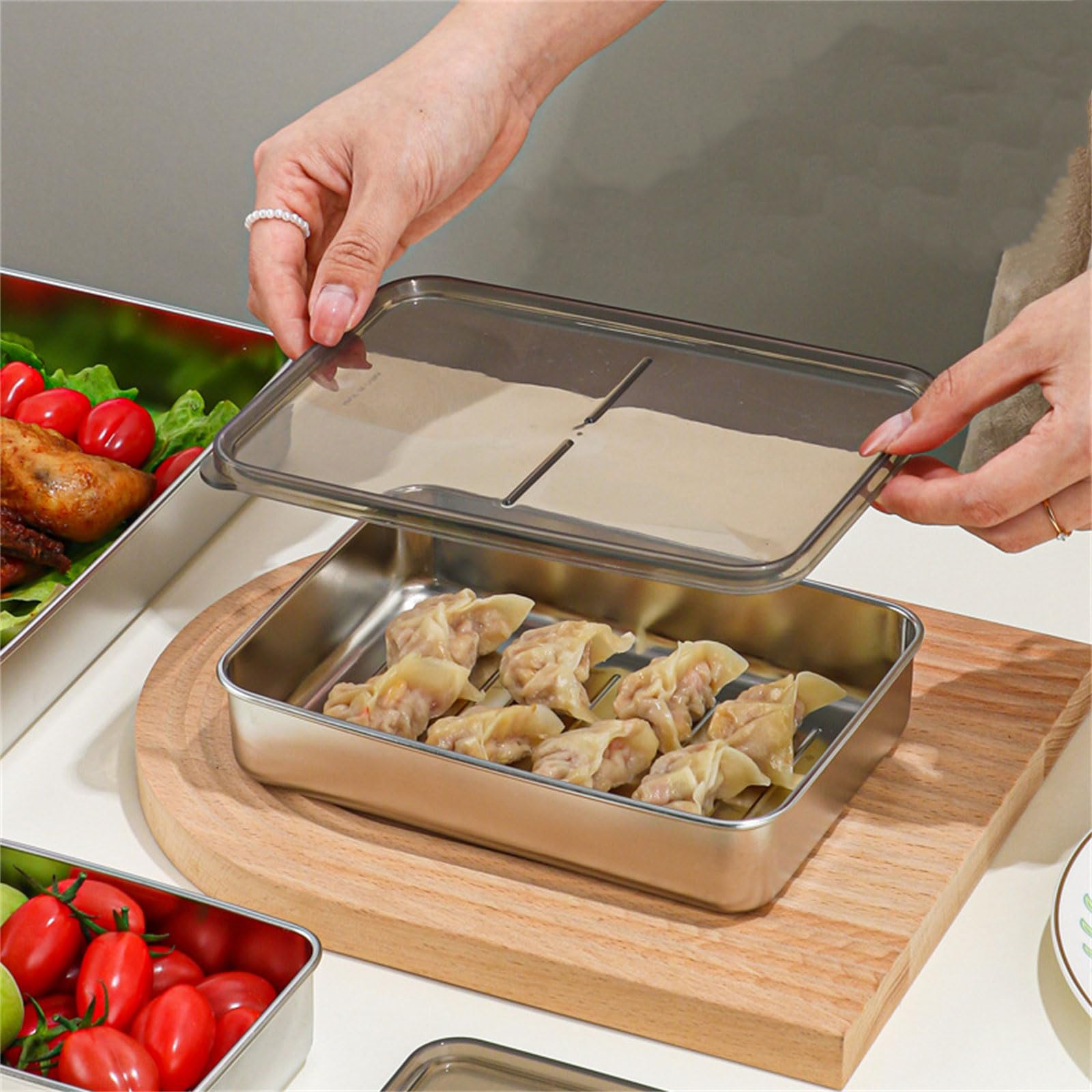 Contenedor de almacenamiento de alimentos de acero inoxidable, A