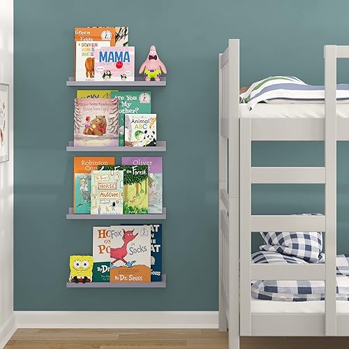 Miniatura 4 de Wallniture Denver Estantes flotantes de 17 pulgadas para pared, estantes flotantes para libros para habitación de niños, estantes de guardería para