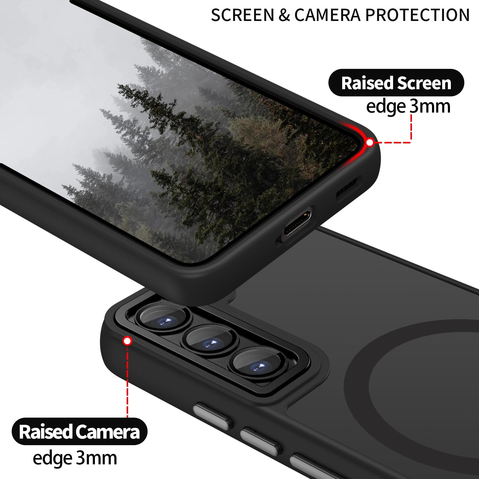 Cover Magnetica per Samsung Galaxy S22 Compatibile con MagSafe, Custodia per Samsung Galaxy S22 Traslucida Opaca Case Ultra-Sottile Resistente ai Graffi, Nero