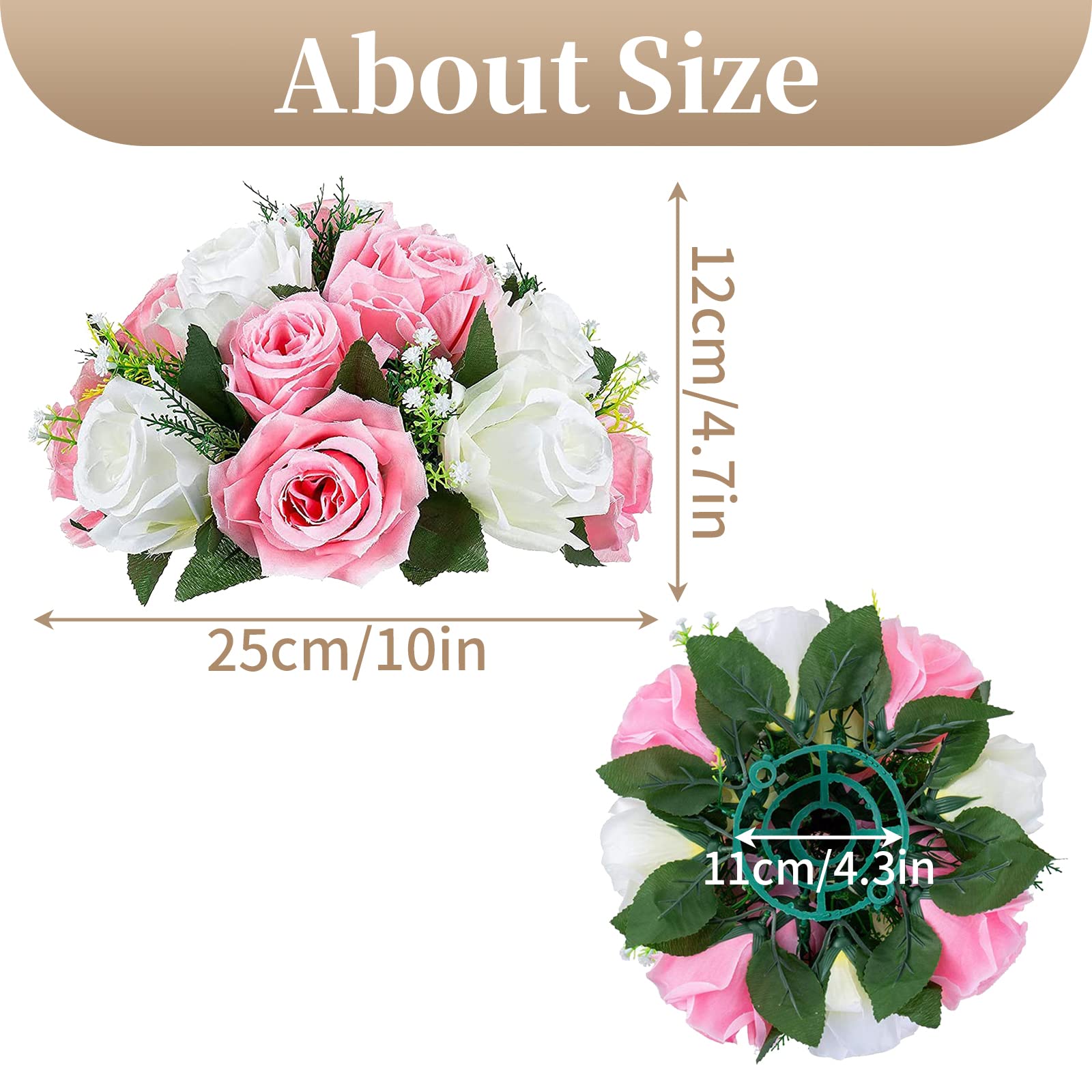 Sziqiqi 10 Stück künstliche Blumen Seide Rose Blumen Anzug für Hochzeit Party Mittelpunkt Straße Blei Blumenregal Dekorationen 10 Stück | 25,4 cm Kunstseide Kunstrosen-Arrangement für Hochzeit, Party, Geburtstag, Gang-Blumenregal, Heimdekoration