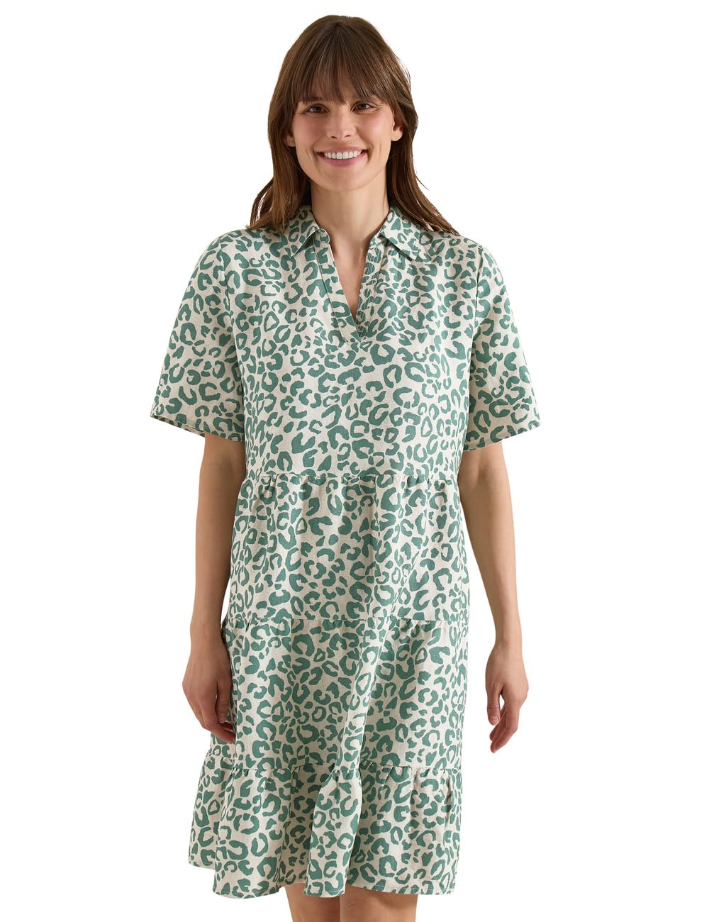Cecil Knielanges Kleid aus Leinenmix mit Print