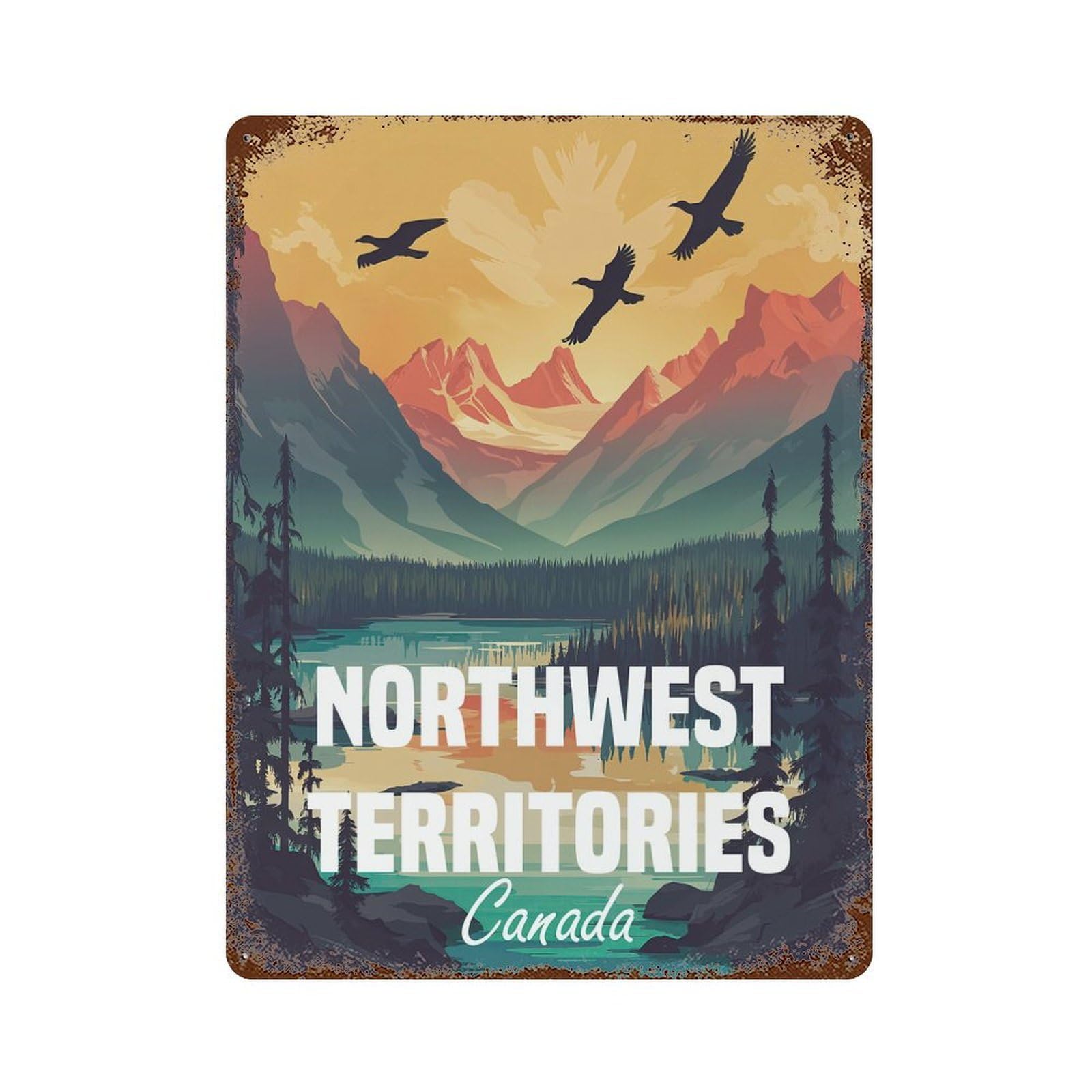 Rust Effect Northwest Territories Canada Rusty Metal Tin Sign 15.7"x11.8", Farmhouse Wall Decor for Shed, Workshop And Garage Wall Decor