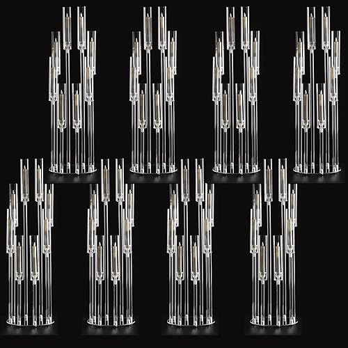 Miniatura 14 de 12 piezas de candelabros de acrílico de 8 brazos para centro de mesa de fiesta, centro de mesa transparente de candelabro para boda, portavelas de