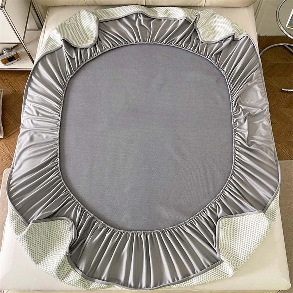 Protège-Matelas Ensemble de Housses de Matelas et de taies d'oreiller rafraîchissantes Drap-Housse matelassé Respirant en Soie de Glace Housse (D,200x220cm)