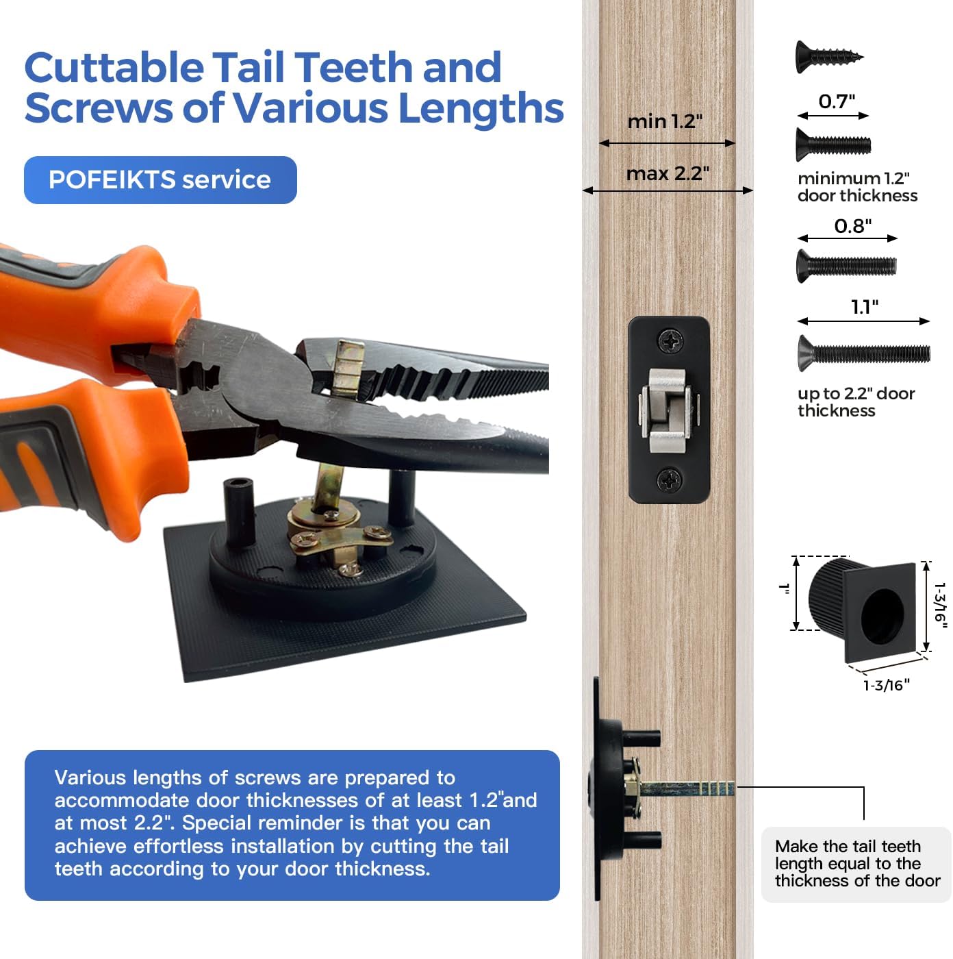Matte Black Pocket Door Hardware with Privacy Lock & Latch - Contemporary Style for Square Pocket Doors(1 Pack)