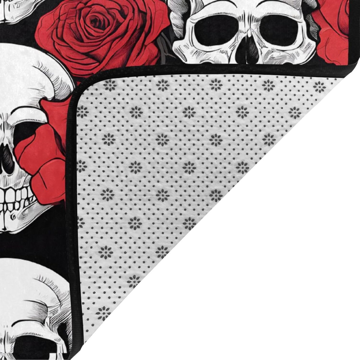 Flannel Non-Slip (Halloween Skull) Rug Pad 80Ã—50in Soft Washable Protective for Hardwood Floors Bedroom Bathroom Living Room