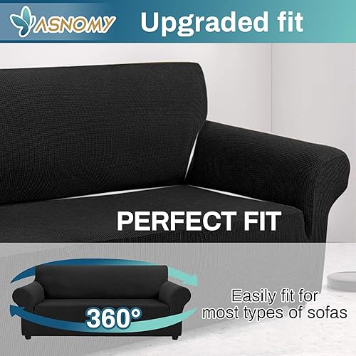 Miniatura 3 de Asnomy  Fundas de sofá para sofá de 3 cojines, impermeables, elásticas, fundas protectoras contra mascotas, fundas para muebles contra perros y