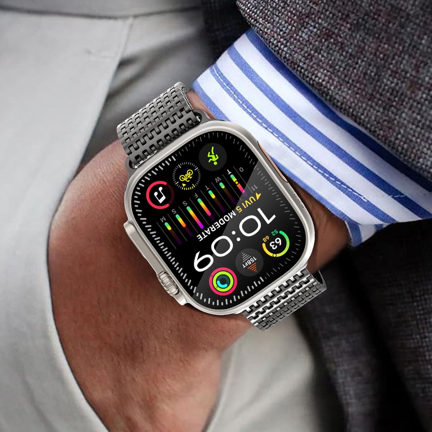 WINGLE Magnetic Mesh Loop for Apple Watch Band Ultra 3/2/1 Band 49mm 46mm 45mm 44mm 42mm 40mm 41mm 38mm Men Women, Stainless Steel Adjustable Metal Strap for iWatch Series 11 10 9 8 7 6 5 4 3 2 1 SE - Image 7