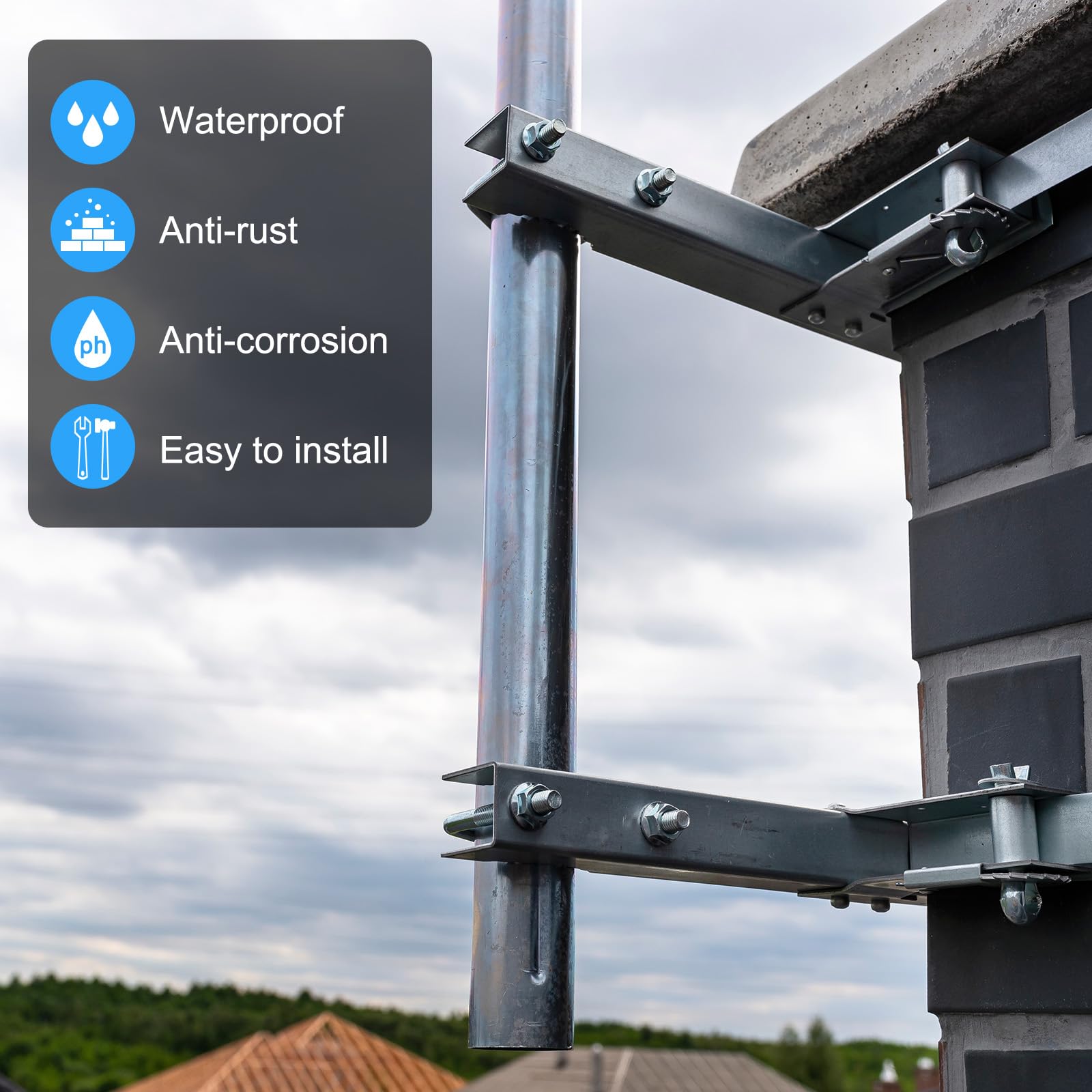 Kits De Montaje Para Poste De Antena, Soporte Con Abrazadera De Doble U Y Mordaza En V Para Soporte~p135971285