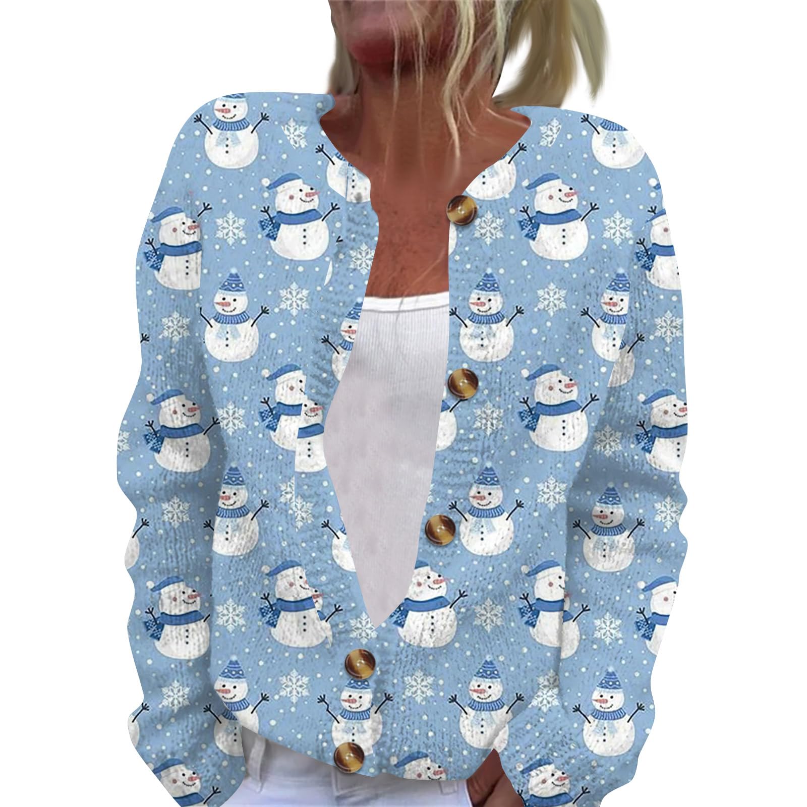 Christmas Sweaters for Women Plus Size Button Up Cable Knit Cardigan Trendy Winter Comfy Warm Long Sleeve Sweater