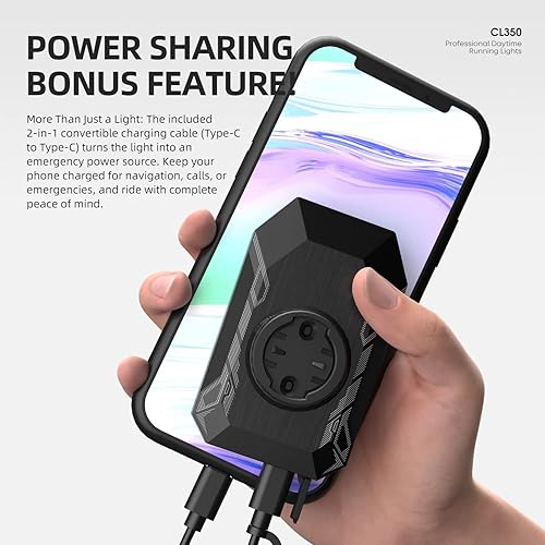 Miniatura 9 de CL350 Luz delantera de bicicleta para conducción nocturna durante el día, 4 modos de luz recargable por USB, encendido y apagado automático,