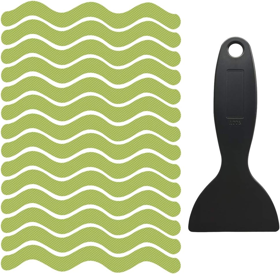 ZARCKER Bathtub Stickers, 48 PCS Non-Slip Bath Stickers, Safety Tub Shower Stickers Adhesive Decals with Scraper for Slippery Bathroom Tubs Shower Room Floor Stairs (Green)