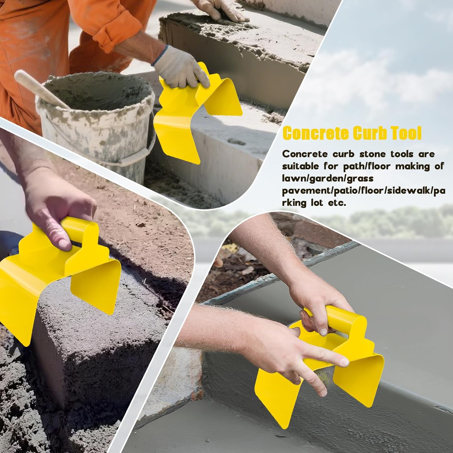 Concrete Curb Trowel, Garden Edging Curb Trowel Concrete Tool, Concrete Curb Trowel Edger, Landscape Curb Trowel with Putty Knife (Bevel Edge)
