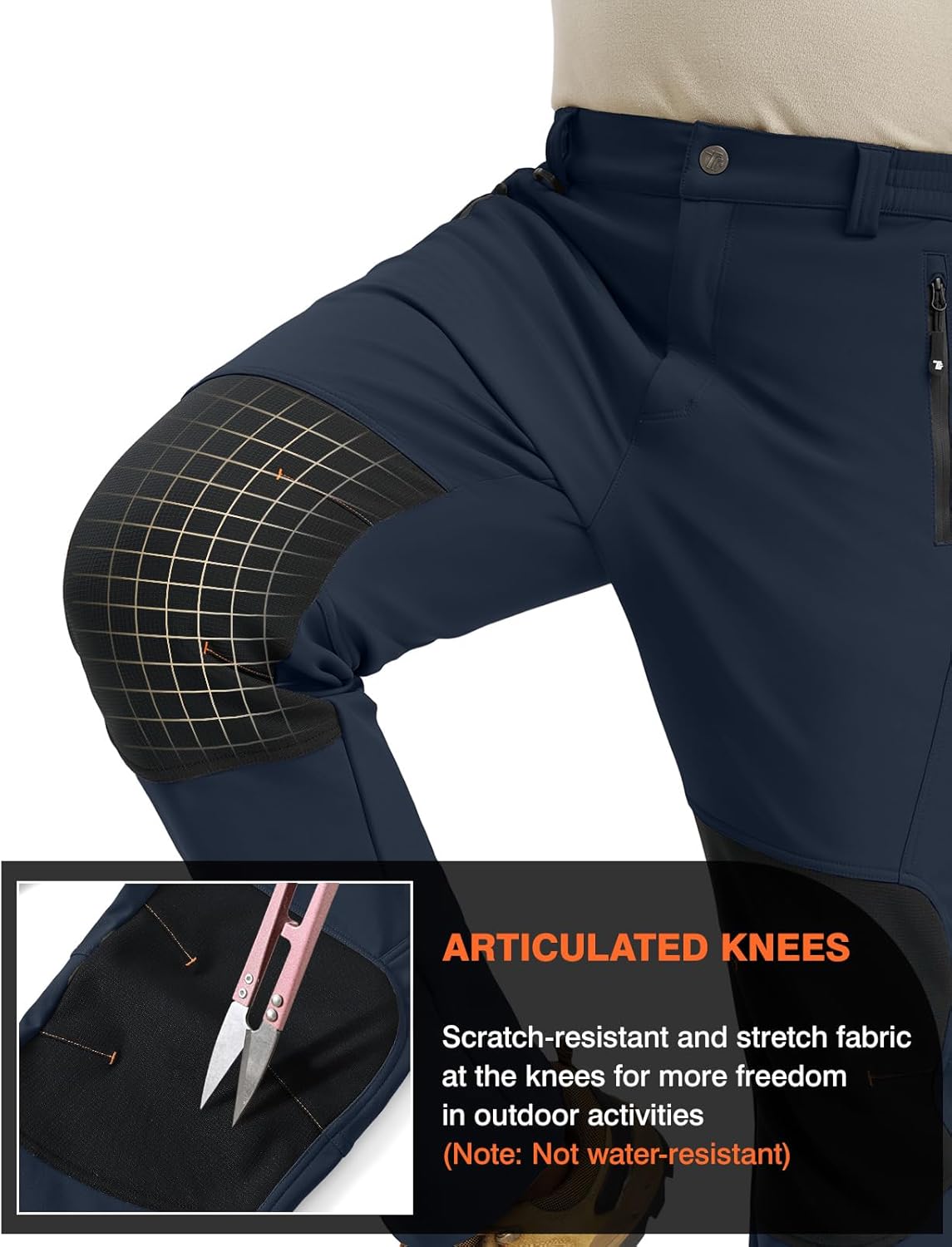 TBMPOY Mens Snow Ski Pants Waterproof Fleece Lined Winter Insulated Softshell Outdoor Snowboard Skiing Zipper Bottom Leg