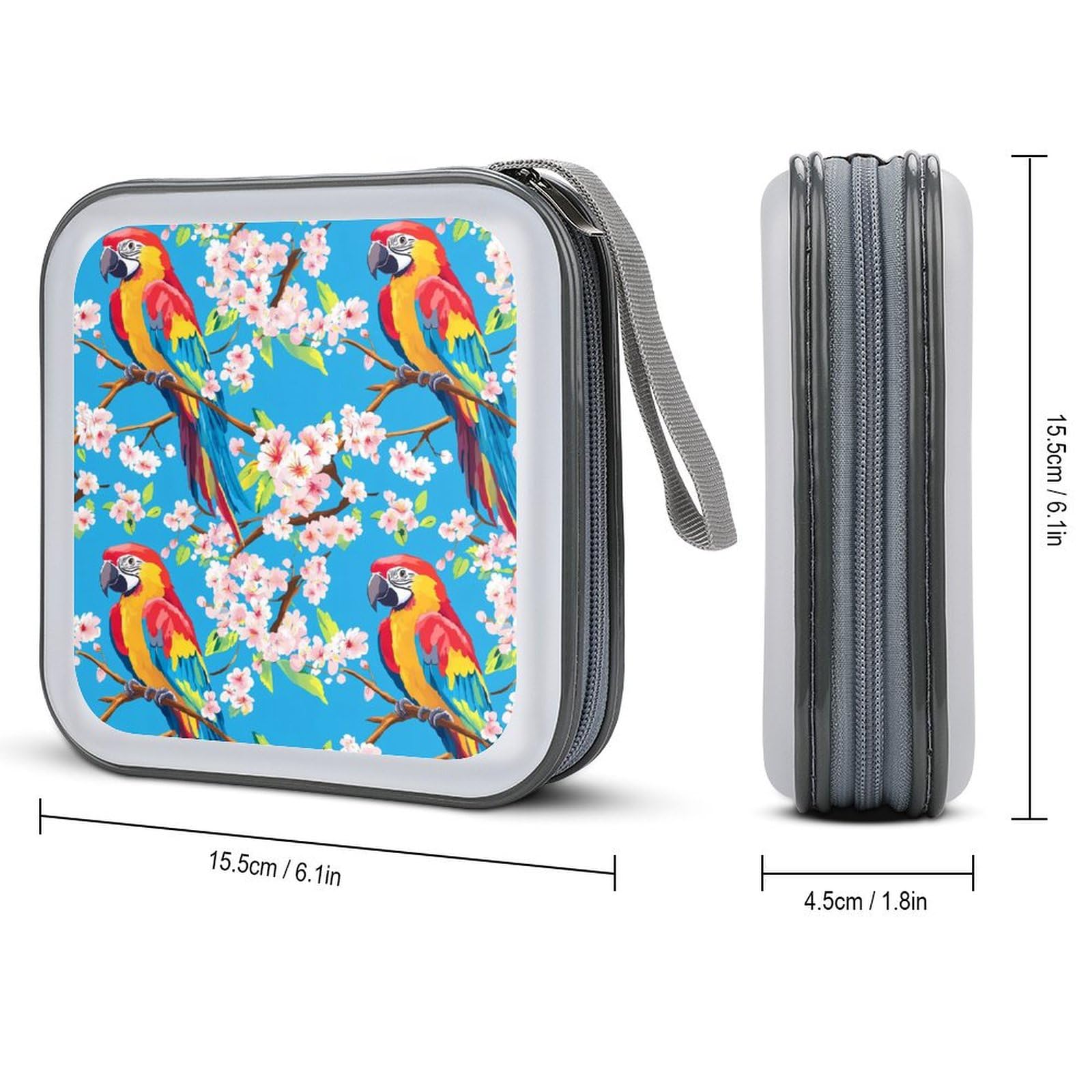 Parrot Bird CD Case Portable DVD Holder Storage Organizer for Home Travel