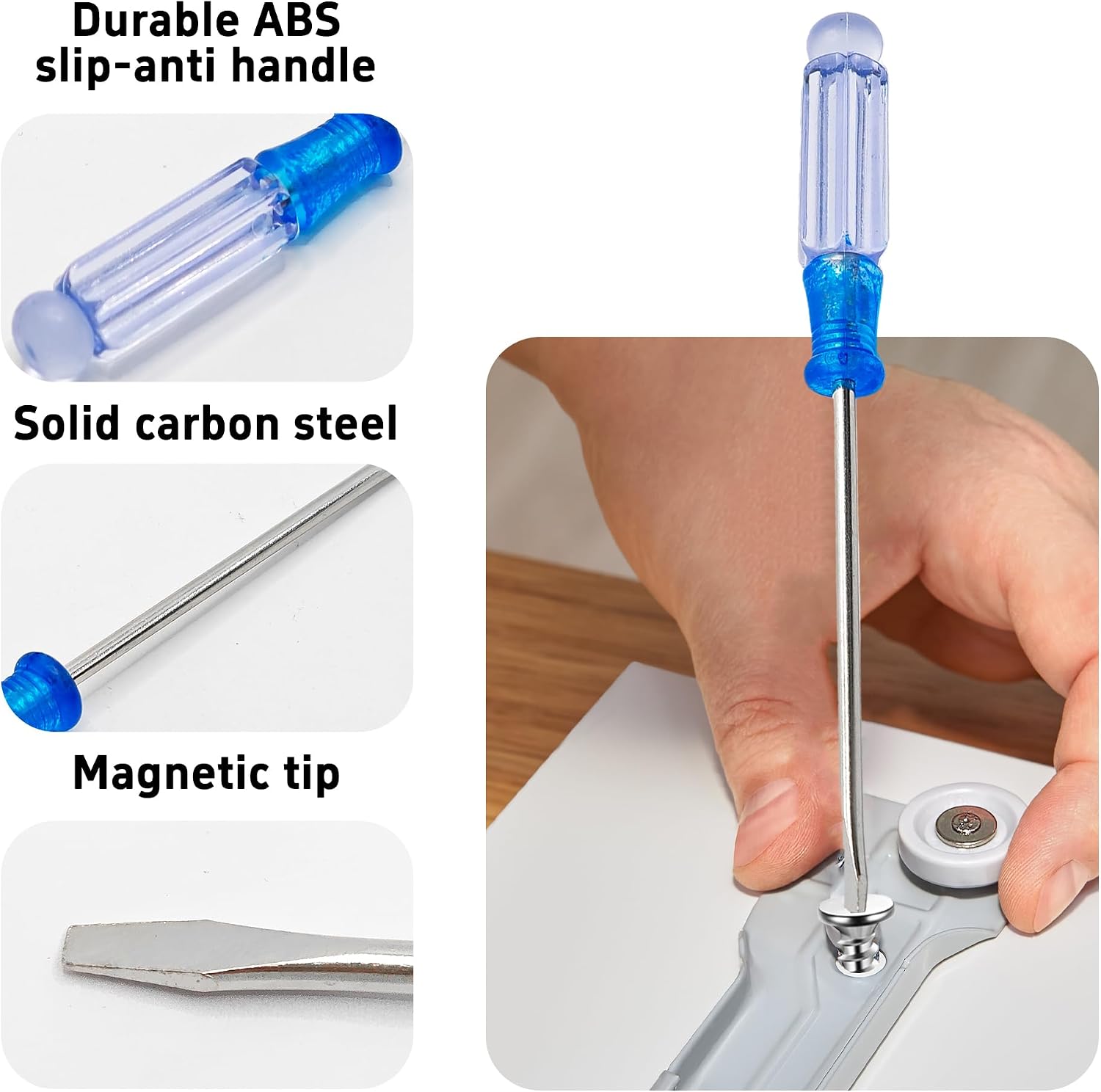 10Pcs Mini Flat Slotted Word Screwdriver Set, Magnetic Precision Tools with Non-Slip Handle for Electronics, Glasses, Watch, Small Appliance Repair, Pocket Design(Blue) image 4