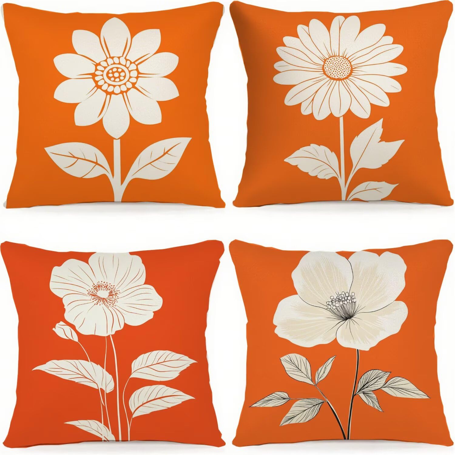 Housse de coussin 90x90cm fleurie et lin imperméable pour canapé et terrasse.