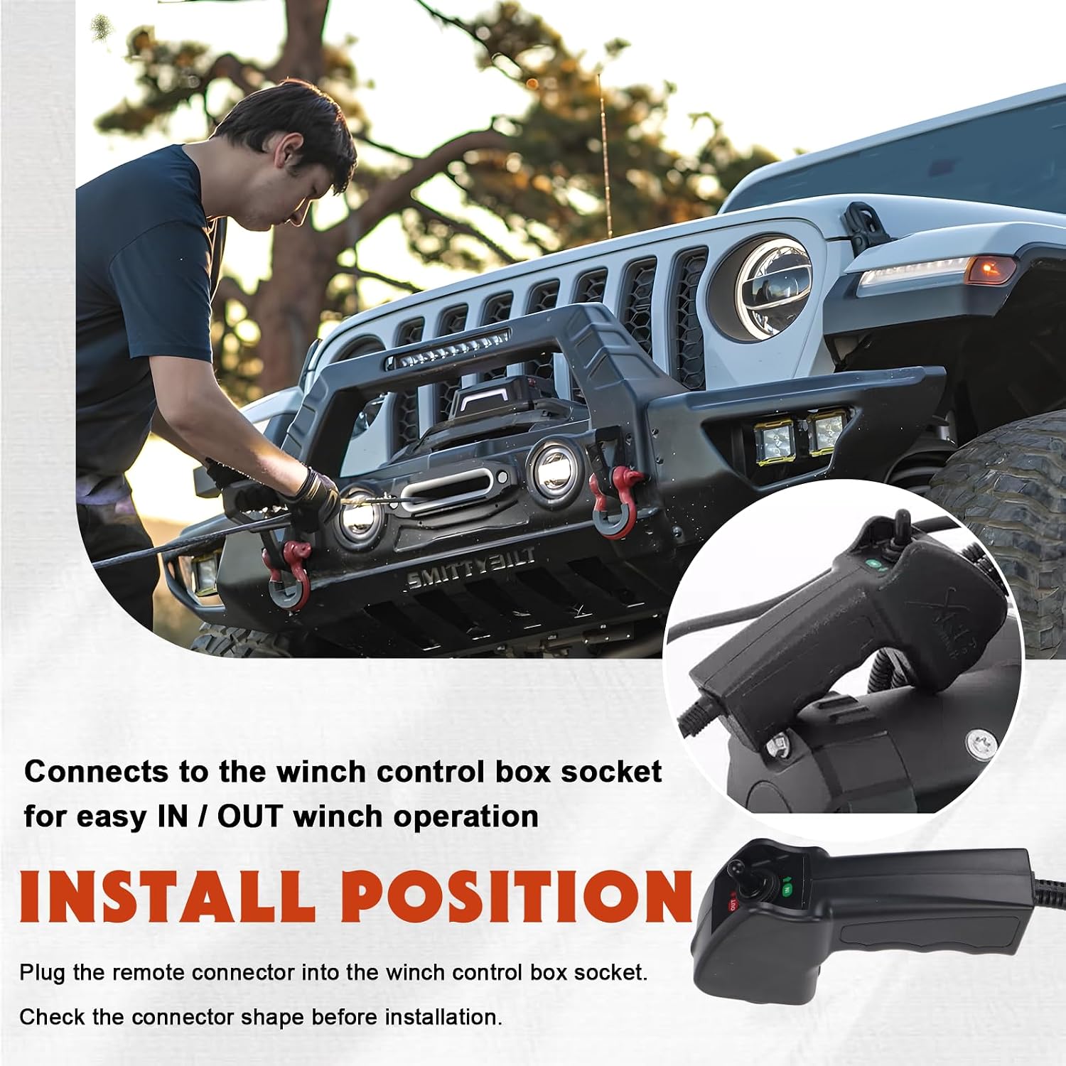 SB97495-50 Remote Control Winch Replacement Fit for Smittybilt XRC Gen 2 9500lb 12000lb & X2O Gen 2 Winches, Compatible with XRC8 XRC10 XRC12 XRC15, Replace# 97495-50