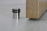 Vista 3 de EVI Tope de puerta pesado 1.2 x 2 pulgadas Reforzado Base roscada Caucho negro Acero inoxidable Incluye tornillo + anclaje metálico