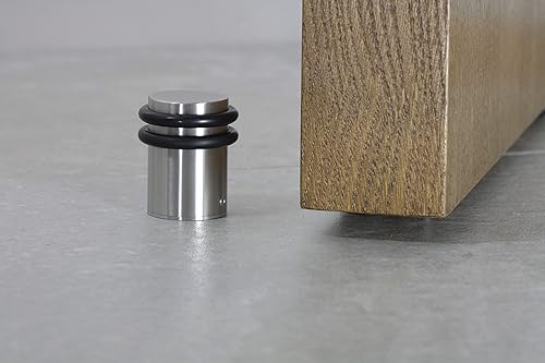 Miniatura 3 de EVI  Tope de puerta pesado  1.2 x 2 pulgadas  Reforzado  Base roscada  Caucho negro  Acero inoxidable  Incluye tornillo + anclaje metálico  Mod