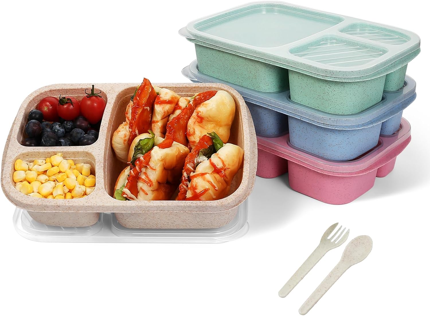Amazon.com: xhongz 3 Compartment Meal Prep Lunch Containers for Adults ...