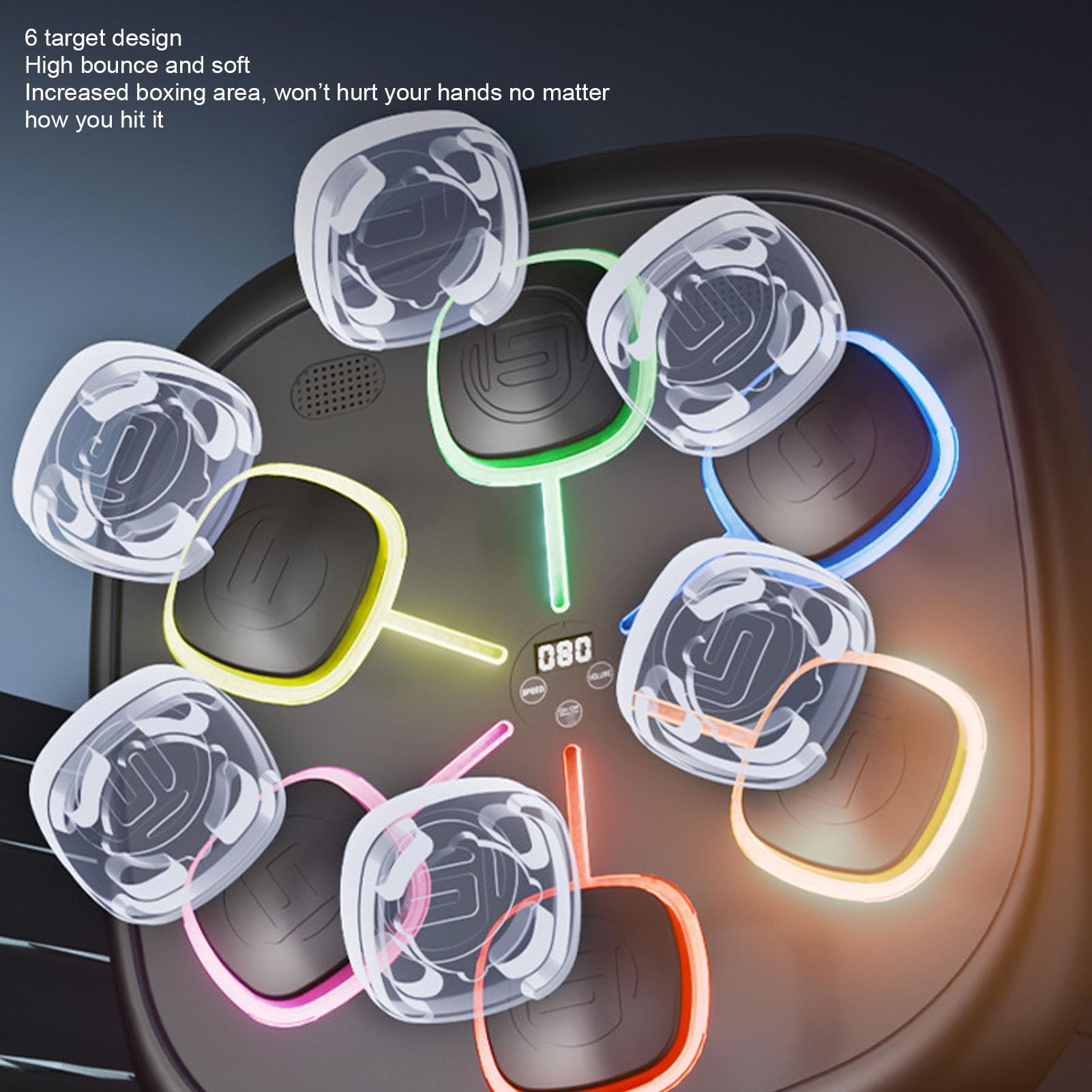 Macchina da Boxe Musicale Intelligente, Elastico in PU Bluetooth Montato a Parete LED Opzione Livello di velocità Bersaglio da Boxe Elettronico per Adolescenti Adulti