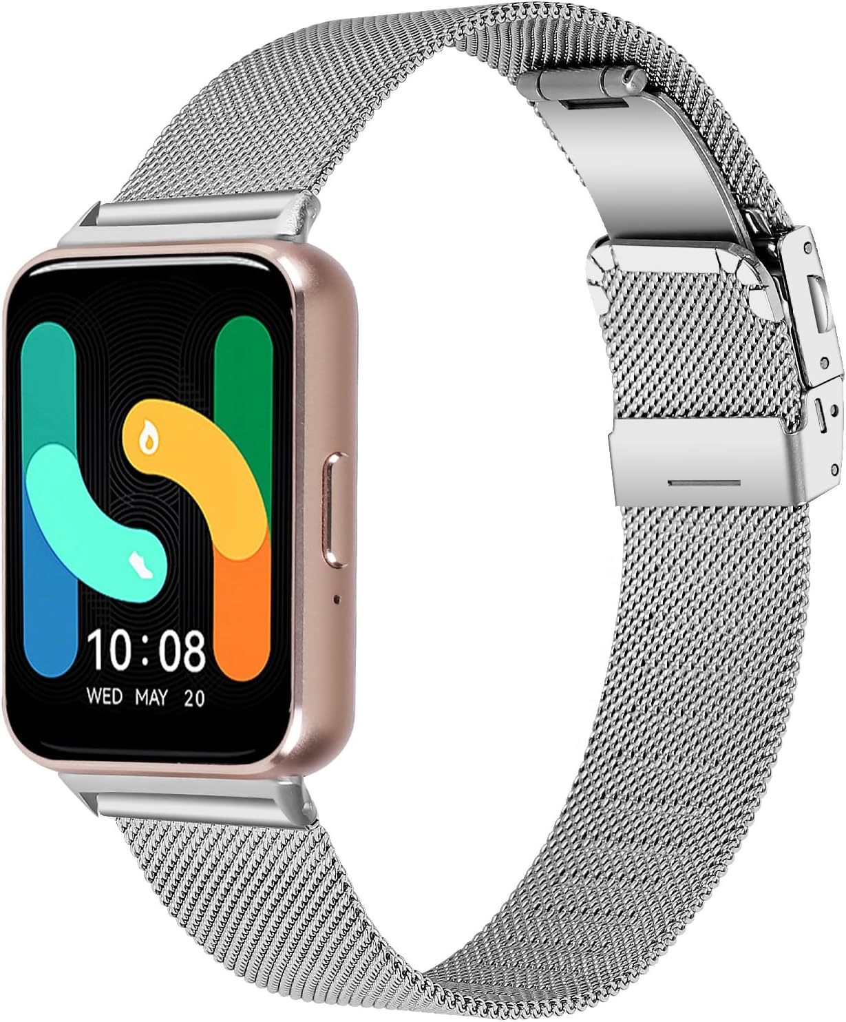 Strap Compatible with Samsung Galaxy Fit 3 – Metal Mesh Loop Stainless Steel Strap Wristband Adjustable Replacement Watch Band Bracelet for Galaxy Fit 3 SM-R390 Smartwatch