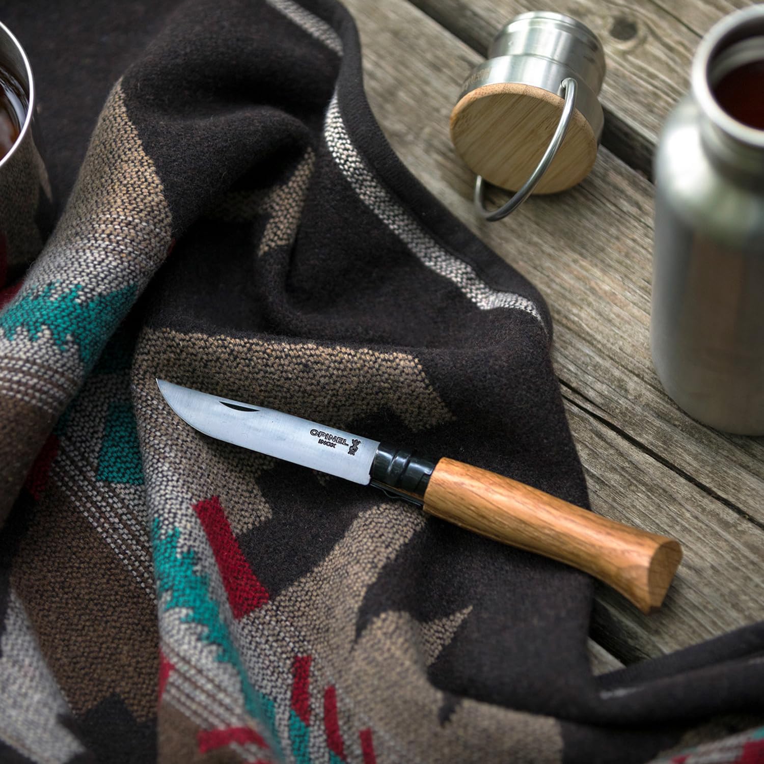 OPINEL No.06-No.09 Premium Woods, Stainless Steel Folding Pocket Knife, Made in France (Black Oak)