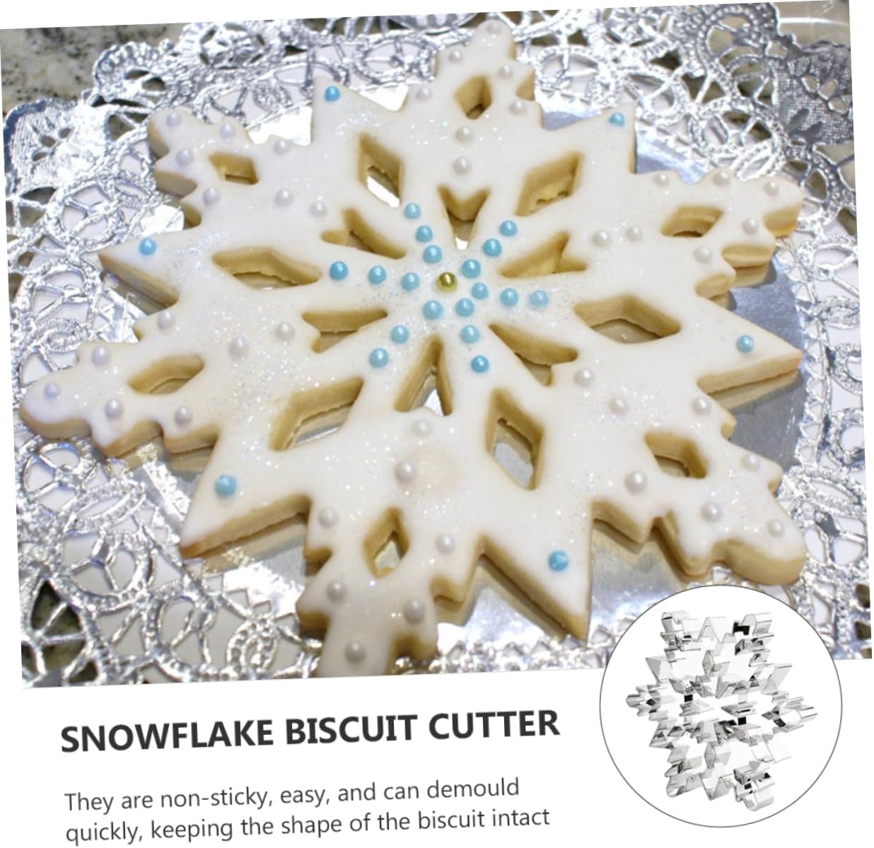 2pcs Stainless Steel Snowflake Cookie Cutter Mold Festive Fondant Baking Tools for Christmas Cookies Easy and Space-saving Design for Baking Boys and Girls and Friends image 2