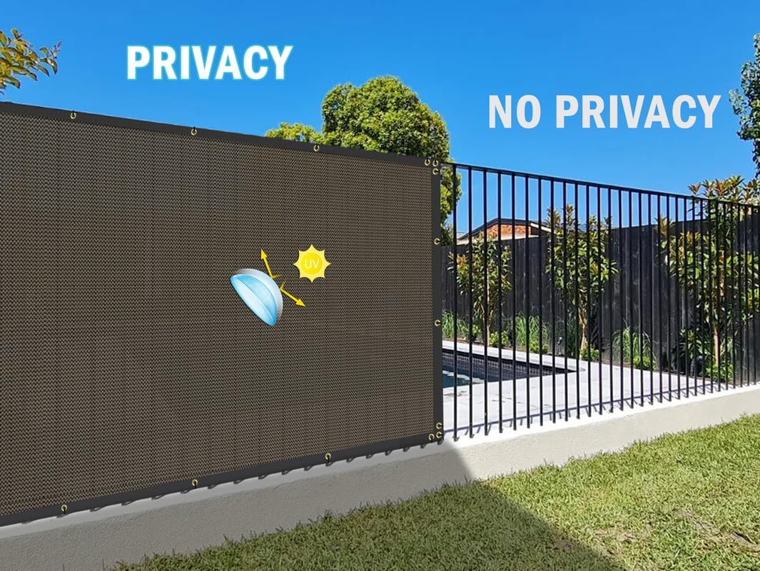 Coarbor 2'x23' Privacy Fence Screen Cover Mesh Blocker with Brass Grommets 180GSM Heavy Duty Fencing for Outdoor Back Yard Patio and Deck Backyard Garden Blocking Neighbor Brown