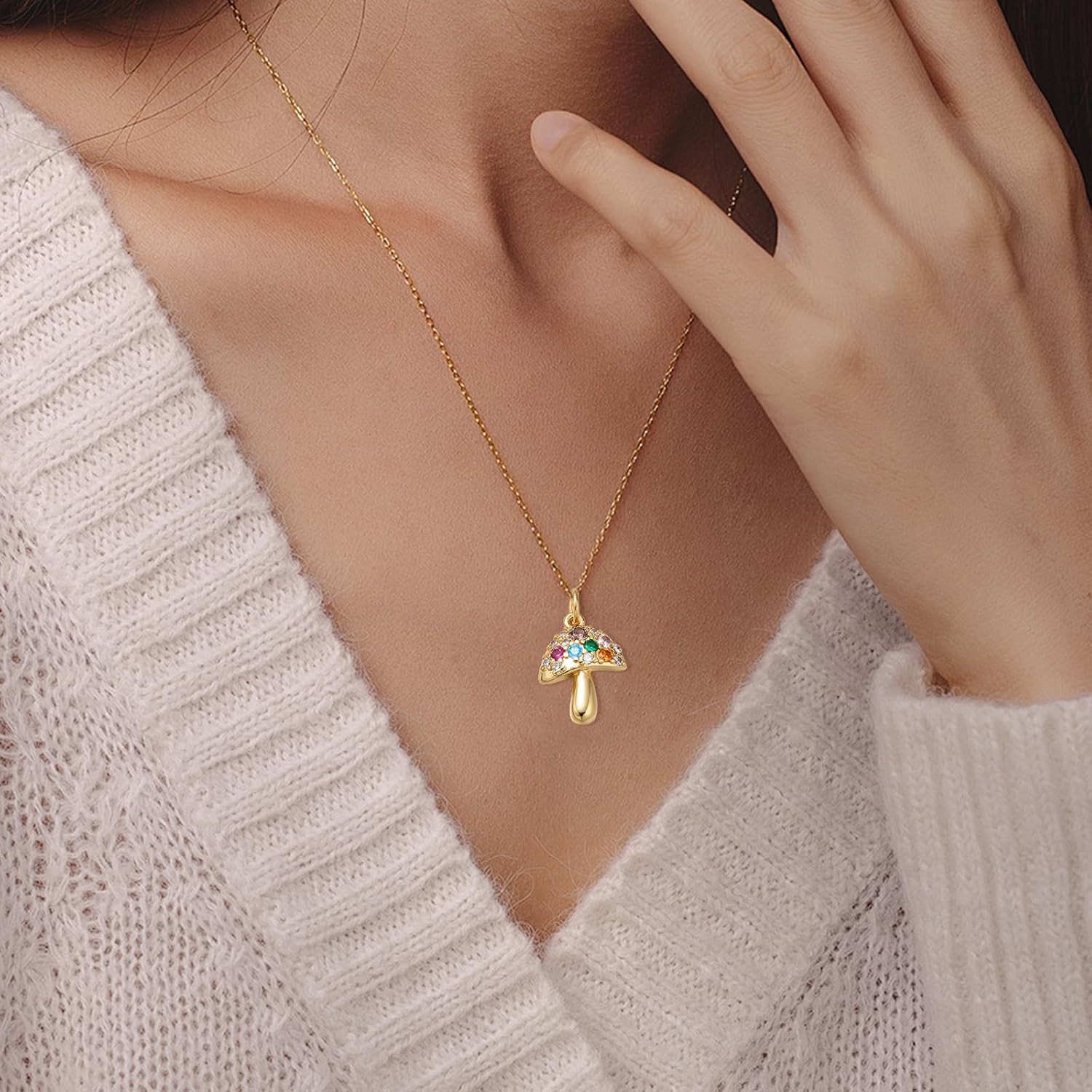 5 Pcs Mushroom Food Charms for Jewelry Making Brass Cubic Zirconia Pendants for Bracelets Earrings Necklace DIY Crafts - Image 7