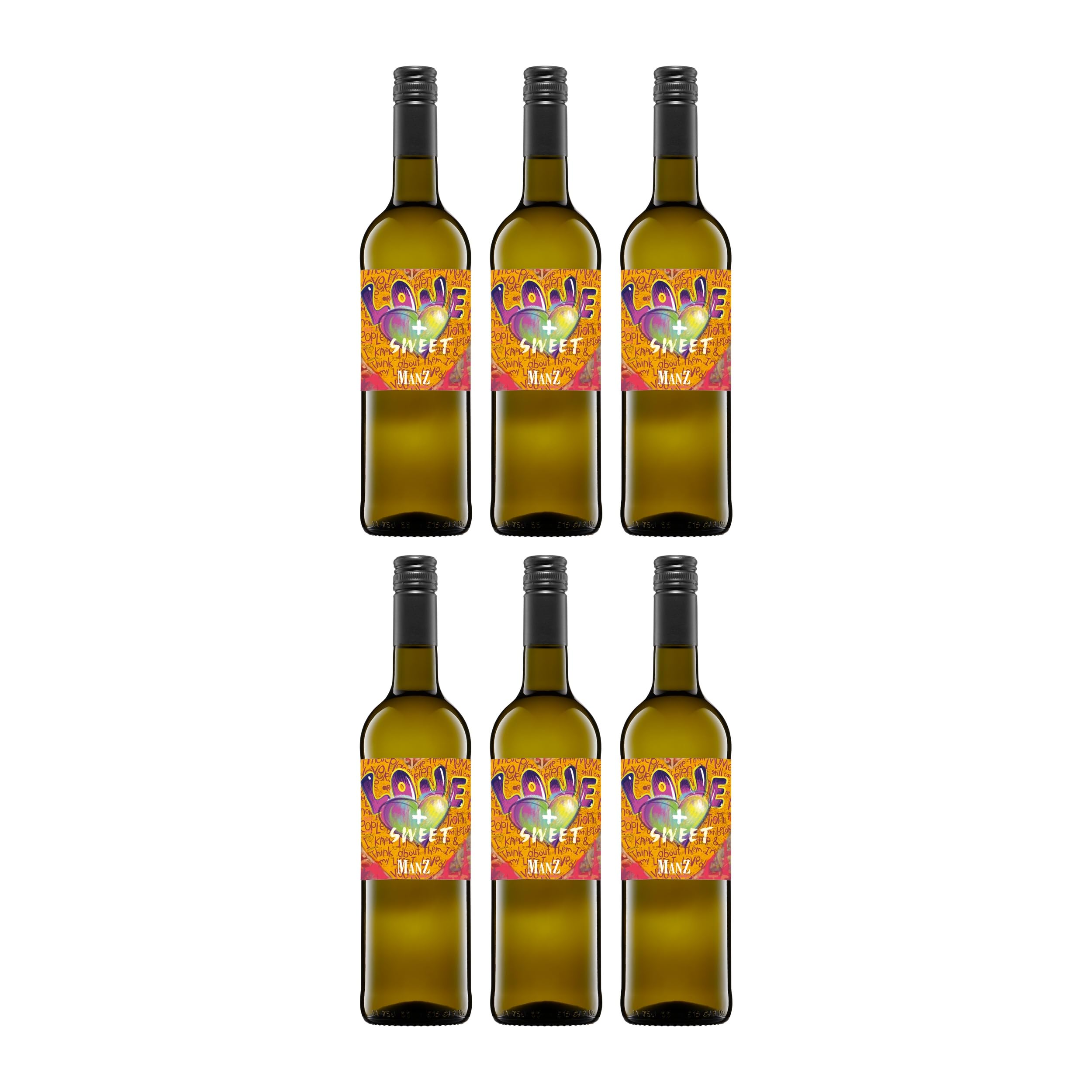 Weingut Manz Love und Sweet Weissweincuvée Weisswein Weiss Mild VEGAN Deutschland inkl. FeinWert E-Book (6 x 0.75 l)