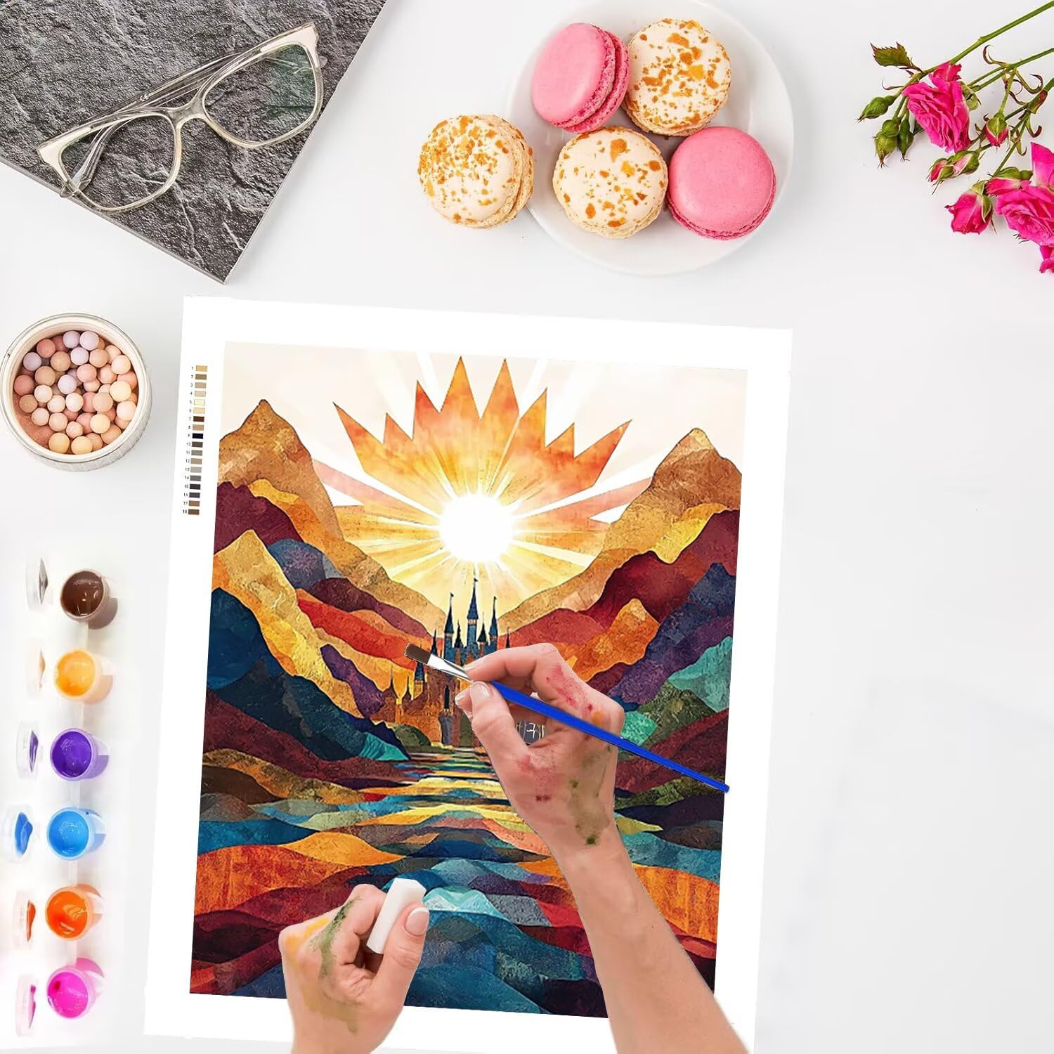Paesaggio astratto Dipingere con i Numeri per Adulti, 70x90cm a-102 | Paint by Numbers Kit con Pennelli e Acrilico Pigmento, Fai da te Olio La Pittura di Numeri Kit, Decora la Casa, senza Cornice
