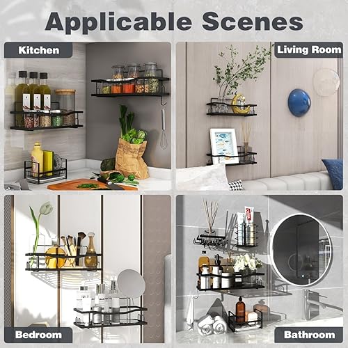 Miniatura 4 de Organizador de ducha, paquete de 5, estantes de ducha de baño, impermeable, resistente al óxido, estante de ducha para ducha interior, sin