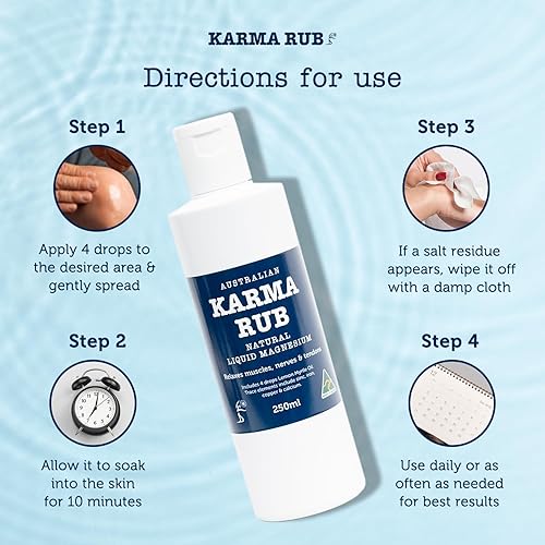 Miniatura 6 de Karma Rub Aceite de magnesio líquido tópico  100% natural, oligominerales  Alivio del estrés, alivio de la migraña, alivio del dolor muscular  8.5