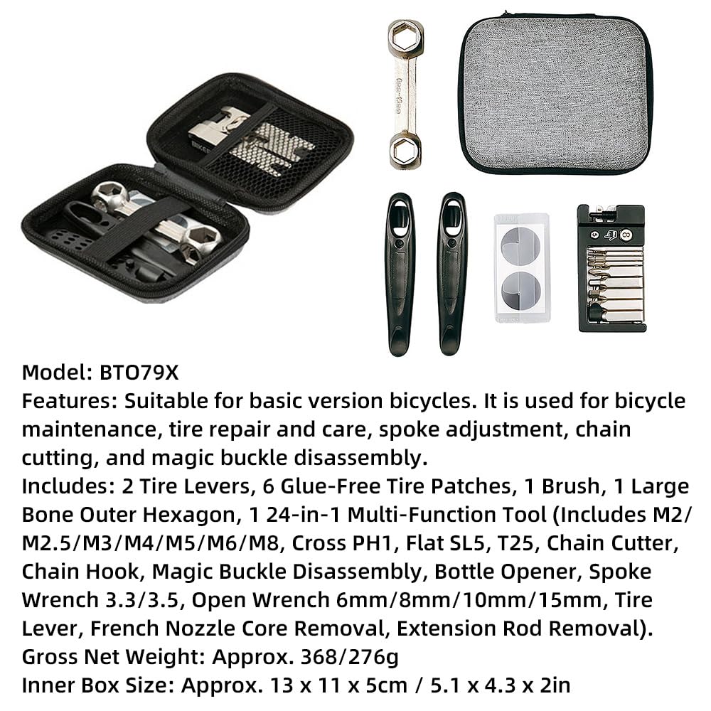 Accesorios para bicicletas, accesorios para bicicletas, kit de herramientas de reparación de bicicletas, herramientas multifunción portátiles para mantenimiento básico de (BT079X)