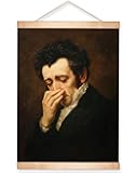 HEYJEEPER Funny Man Wall Art Decor,18.5x14inch Retro Men Portrait Canvas Print Poster,Humorous Toilet Artwork,The Man Pinching Nose Wall Art Decor for Bathroom (Black-Men)