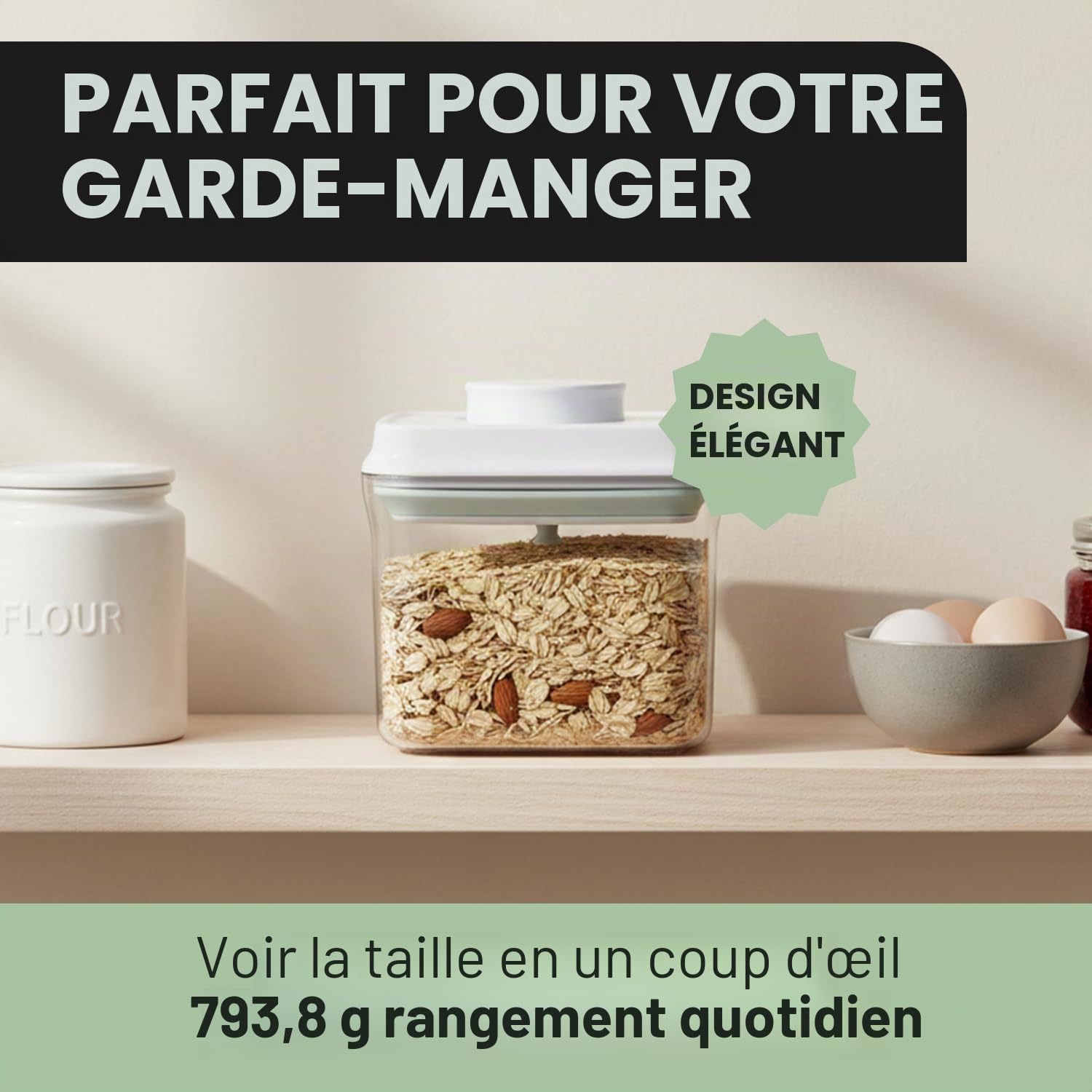 iChewie - BopTop (Ensemble de 5 récipients) Récipient hermétique pour le stockage des aliments - Boîte à joint mécanique en silicone - empilable sans BPA - 500ml / 850ml / 900ml / 1500ml / 2500ml