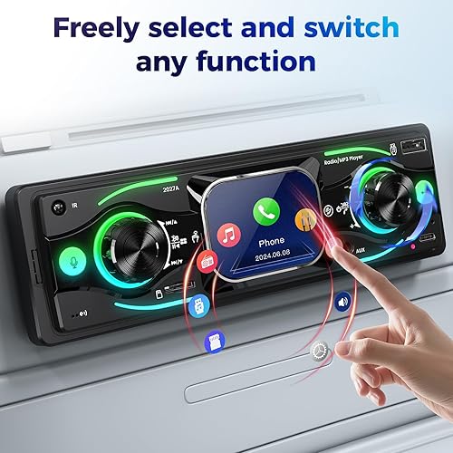 Miniatura 3 de Estéreo de coche DIN único con pantalla táctil, audio Bluetooth, receptor de radio para automóvil, entrada MP3USBSDAUX, carga rápida, llamadas manos