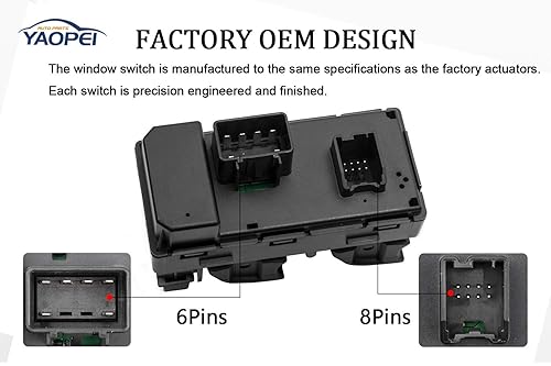 Miniatura 6 de YAOPEI Interruptor maestro de ventana eléctrica para lado del conductor compatible con Chevrolet SilveradoGMC Sierra Traverse HHR 2007-2014, Buick