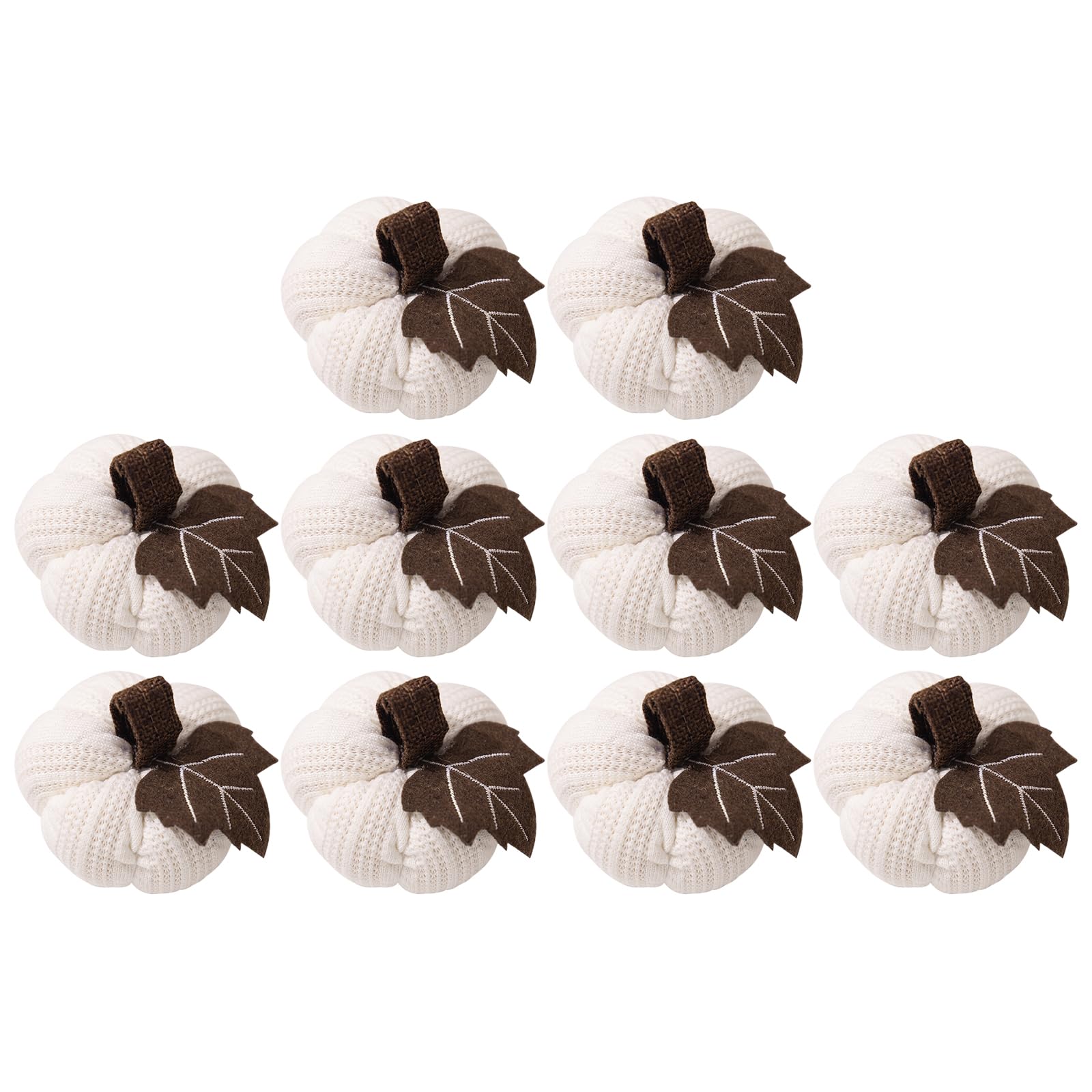 Buxuaaaa White Thanksgiving Party Decoration Knitting Pumpkin Set Of 10 Autumn Decors Pumpkin Figurine Festival Farmhouses Home Ornament Thanksgiving Table Decors