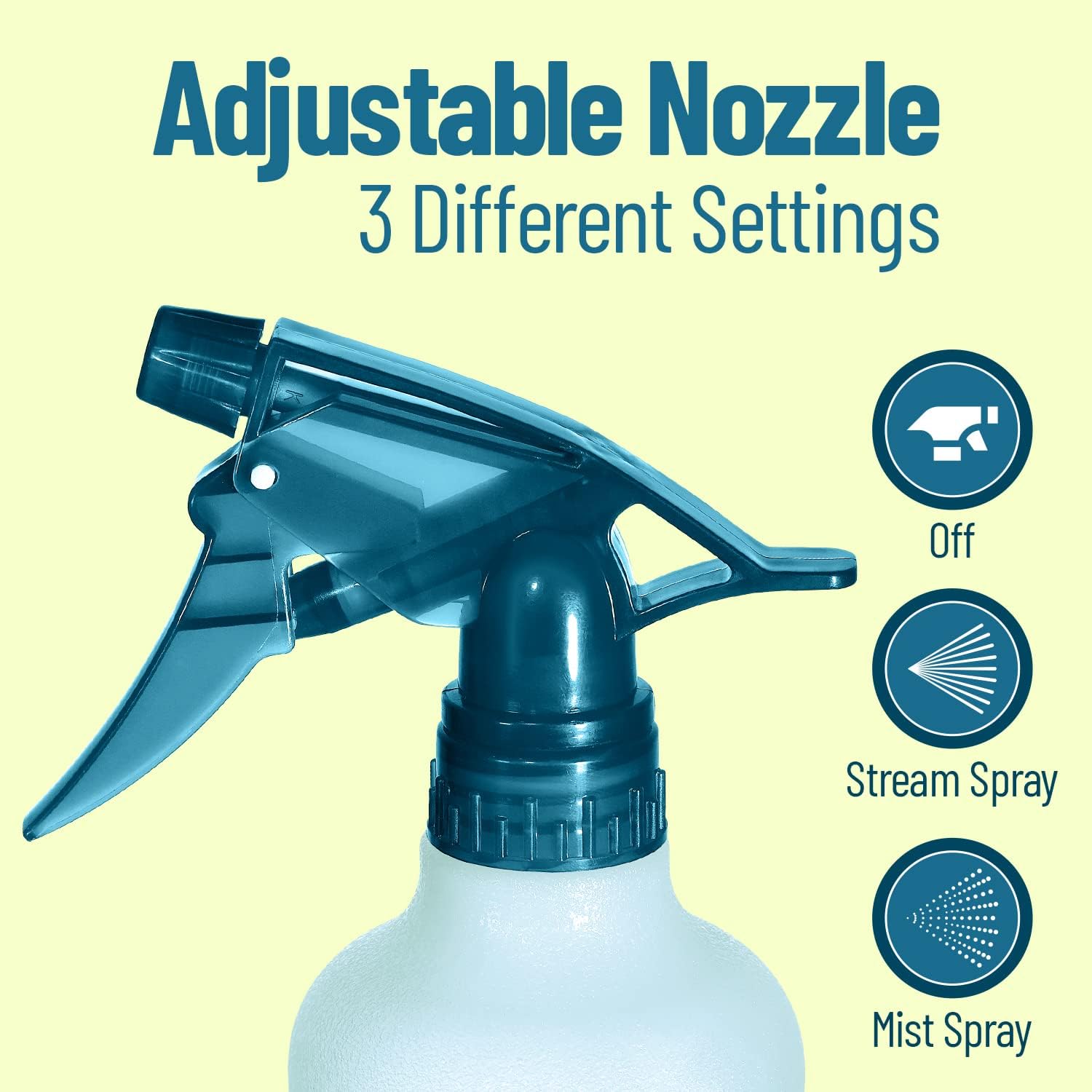 Botellas de color para chorros en 3 modos ajustables, 12 onzas, recargables, para soluciones de limpieza, jardinería, aseo y peluquería (3)