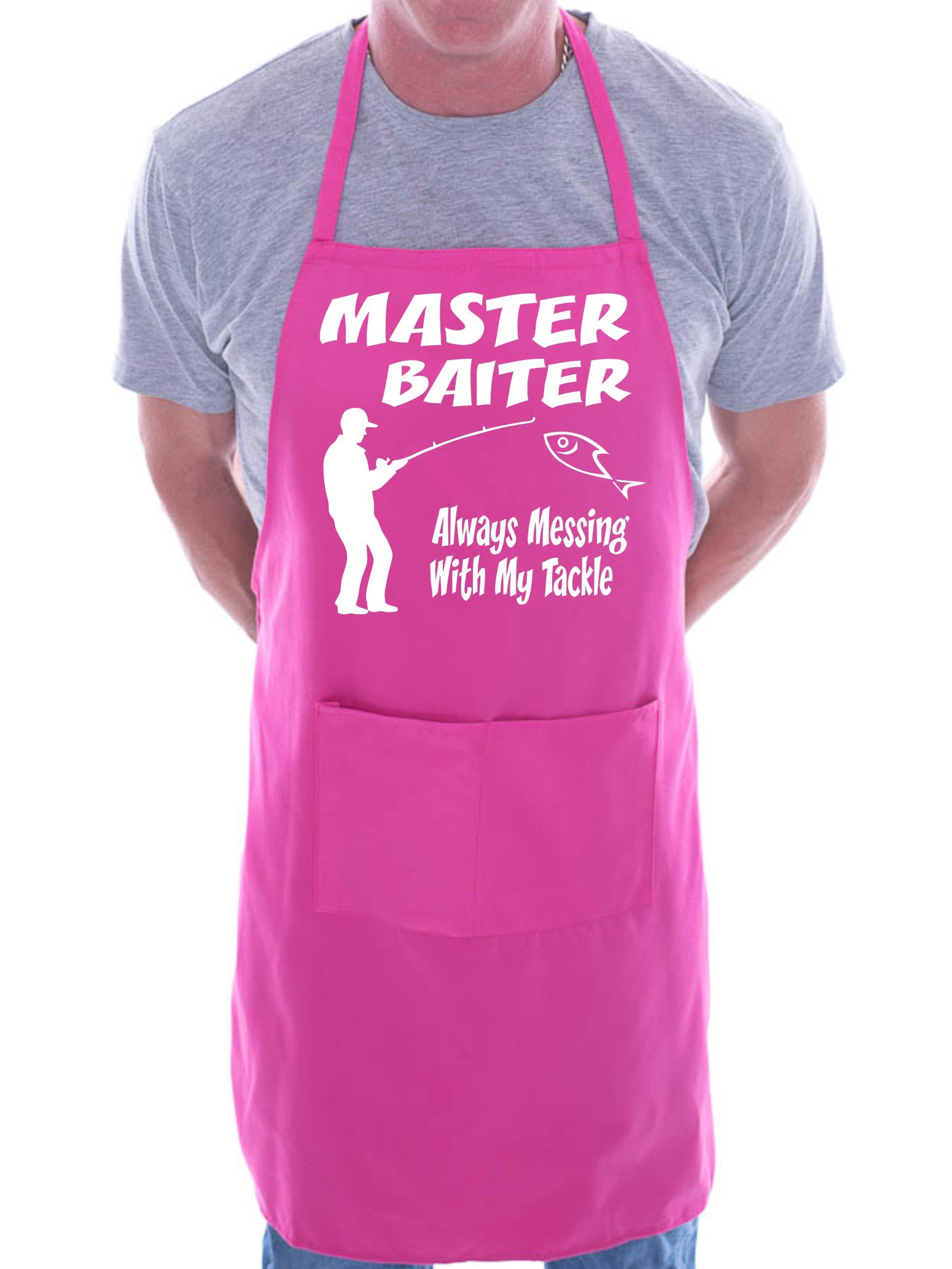 Print4u Men's Pink Master Baiter Fishing Bbq Cooking Funny Novelty Apron