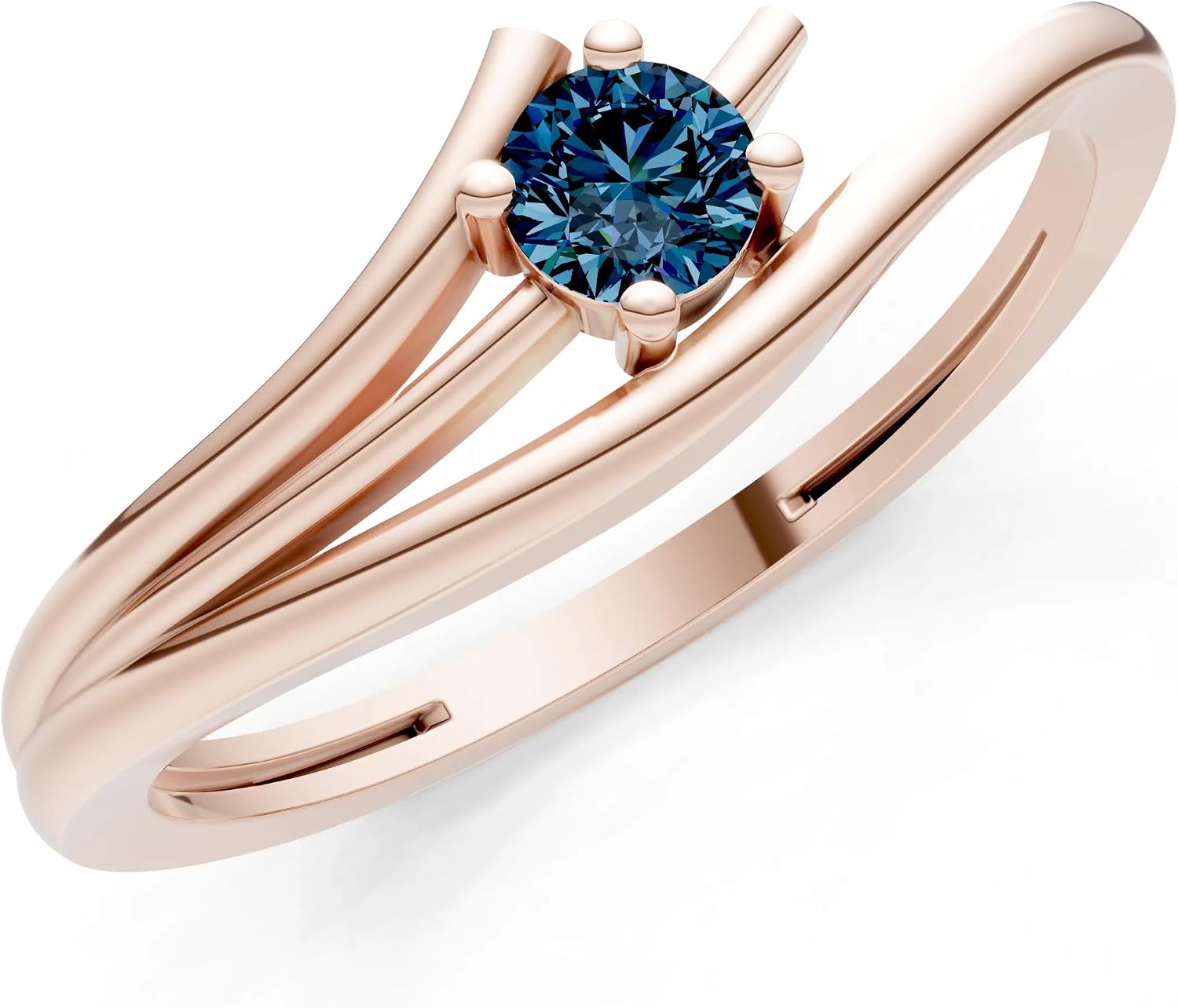 PEORA Round Cut Alexandrite Stackable Band Available in Solid 10K, 14K or 18K Ring – White, Yellow or Rose Gold