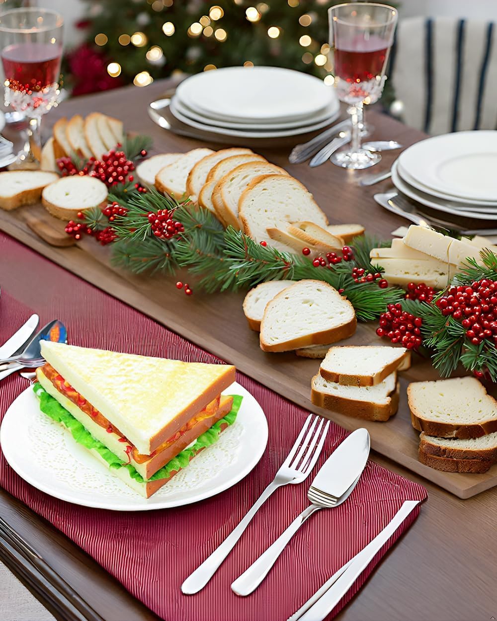 3PCS Simulation Food Artificial Sandwich Fake Food Bread Model Photography Prop for Home Kitchen Party Decoration