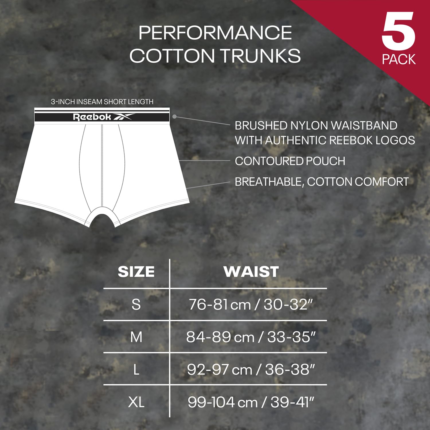 Reebok Jay Boxer Briefs Uomo (Pacco da 5)