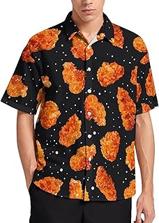 Fried Chicken Nuggets Mens Hawaiian Short Sleeve Shirts Button Down Tee for Vacation Beach Summer