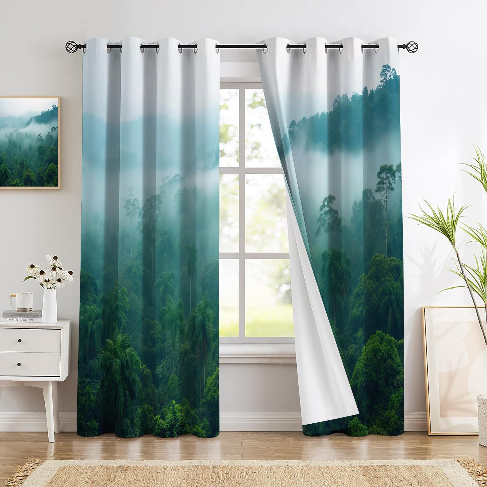 Rideau occultant forêt naturelle vert tissu lourd de qualité